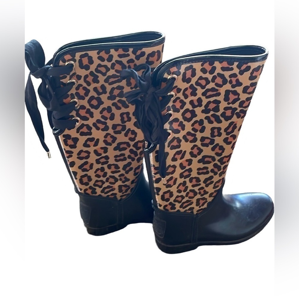 Authentic Coach Leopard Signature Outline “Tristee” Rain Boots - Picture 2 of 11